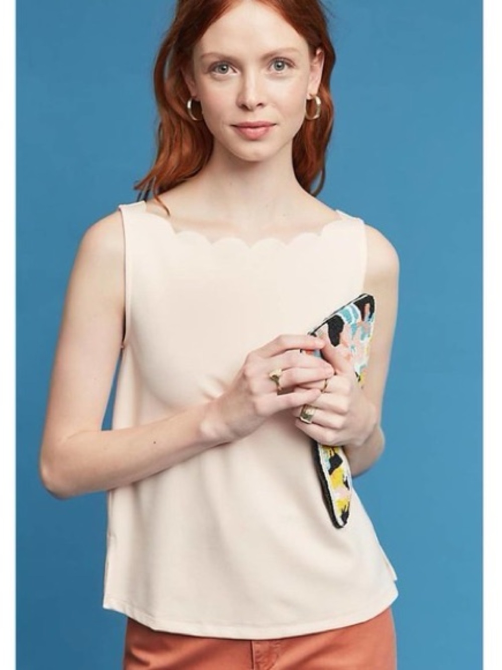 Anthropologie Eri + Ali Scalloped Pink Top